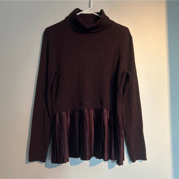 Nike West Knit Turtleneck Sweater with Pleated Satin – Purple, Women’s Large - Picture 1 of 6